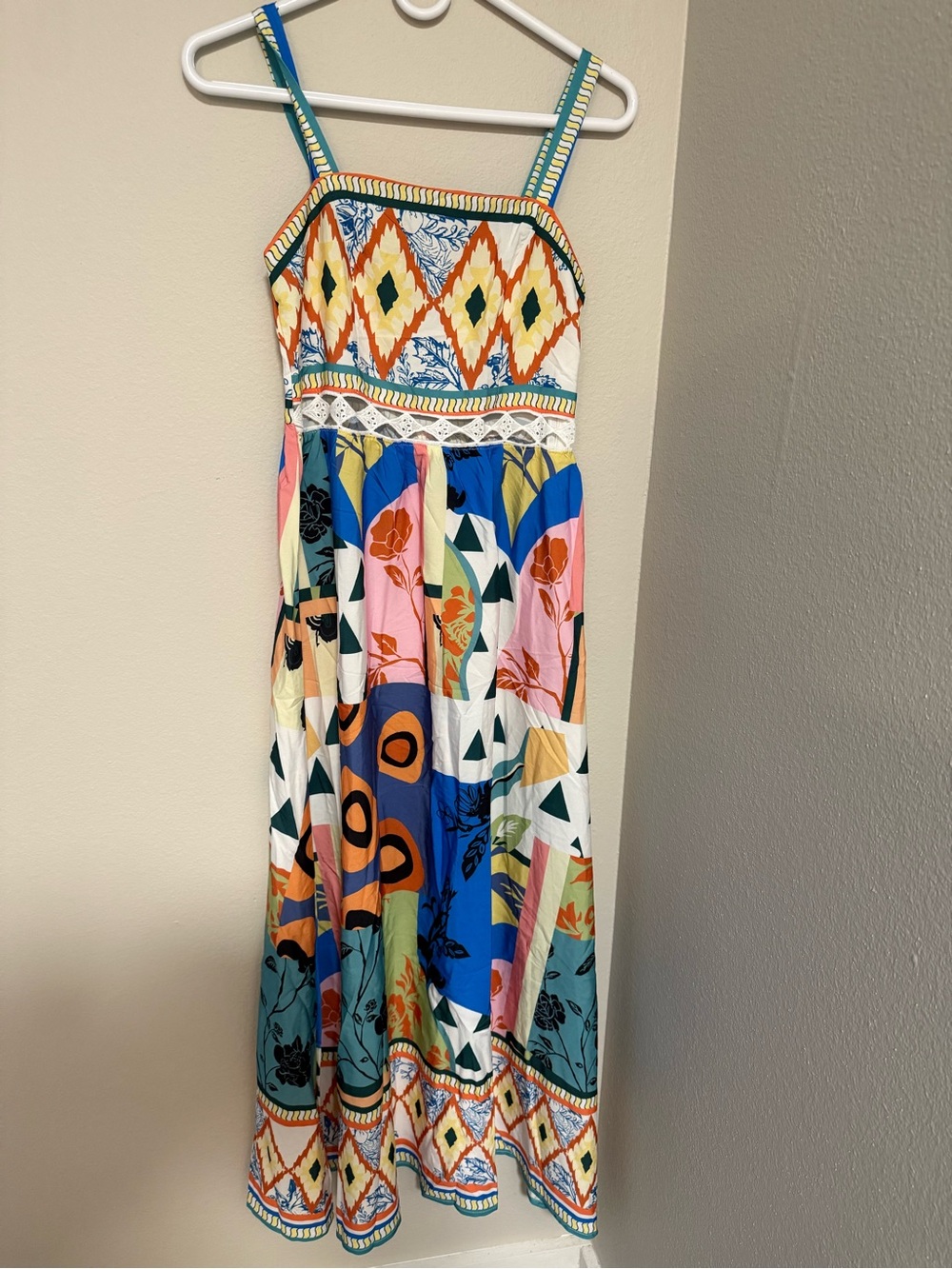 SHEIN Multicolor Patchwork Maxi Sundress with Geometric & Floral Print